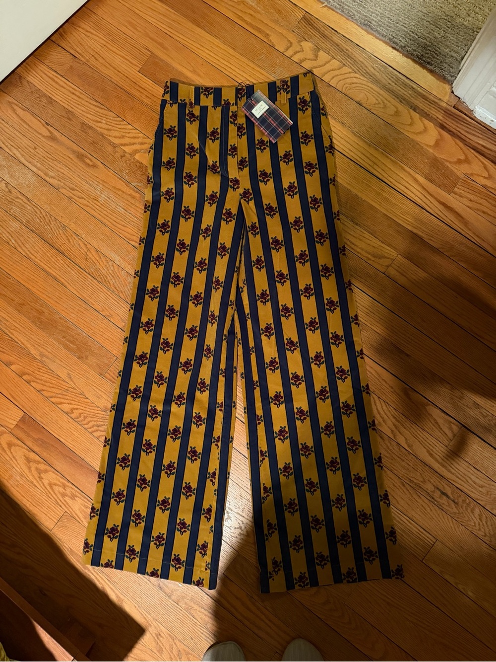 **RARE**Sezane Mustard Stripe Floral Pants NWT